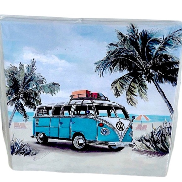 Volkswagen Bus Surfs Up Van Canvas Wall Art 8 x 8 Ready to Hang NEW Small Space - Picture 3 of 7